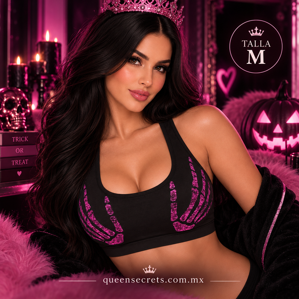 Top Halloween Skeleton Hands PINK Victoria's Secret Pink